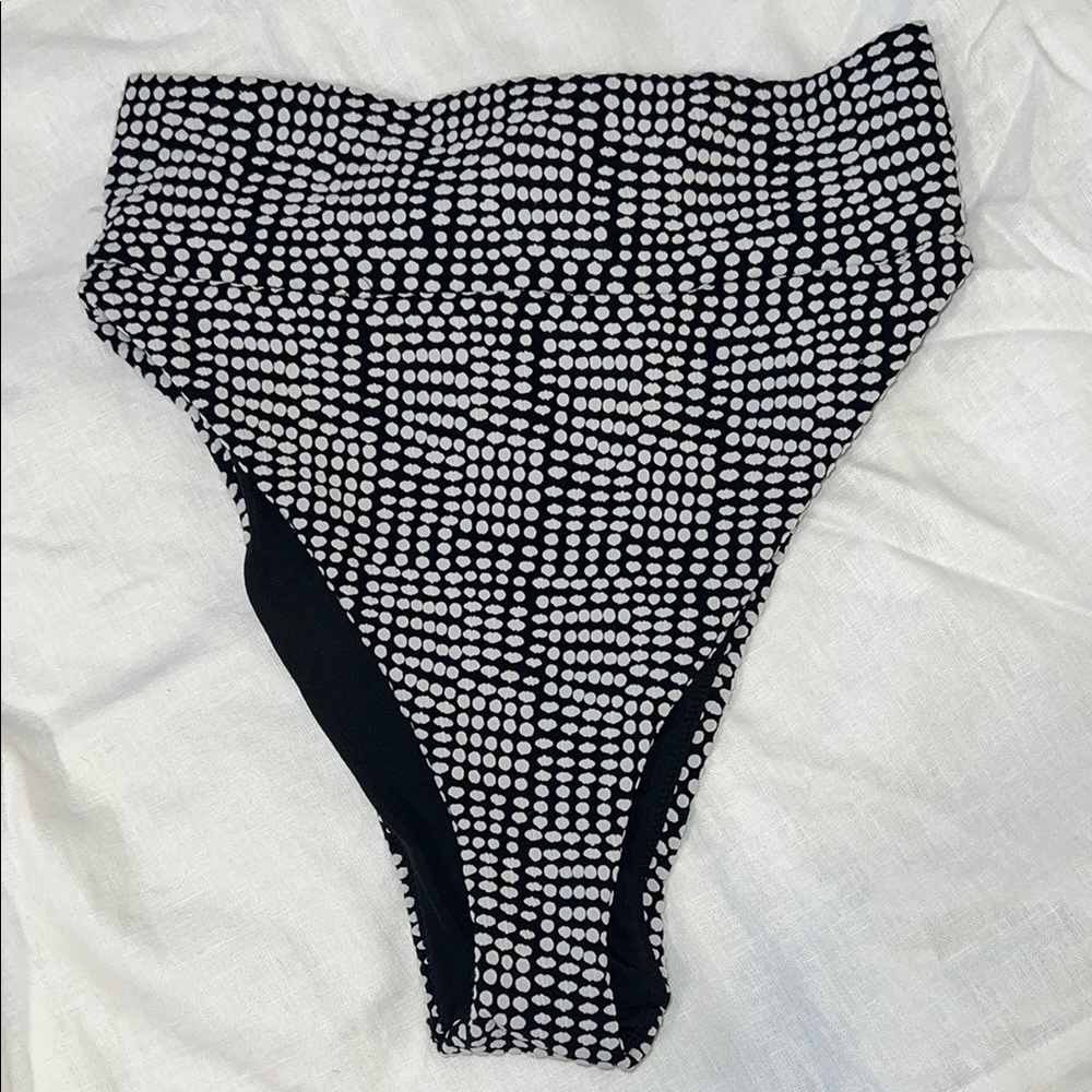 Aerie Black and White High-Waisted Bikini Bottom